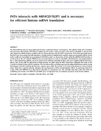 INT6 Interacts with MIF4GD/SLIP1 and Is Necessary for Efficient Histone Mrna Translation