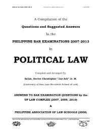 Political Law Q&As (2007-2013) Hectorchristopher@Yahoo.Com Jayarhsals