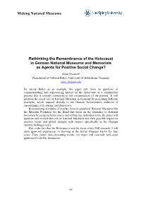 Re-Thinking the Remembrance of the Holocaust in Germany