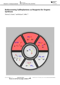 Rediscovering Sulfinylamines As Reagents for Organic Synthesis Thomas Q