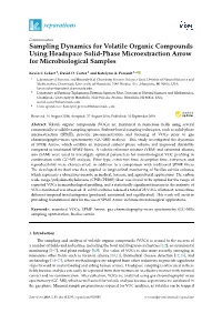 Sampling Dynamics for Volatile Organic Compounds Using Headspace Solid-Phase Microextraction Arrow for Microbiological Samples