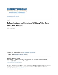 Collision Avoidance and Navigation of UAS Using Vision-Based Proportional Navigation