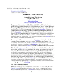 EMERGING TECHNOLOGIES Accessibility and Web Design