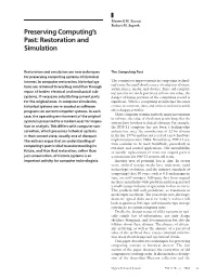 Preserving Computing's Past: Restoration and Simulation