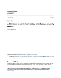 A Brief Survey of Architectural Holdings at the Syracuse University Libraries