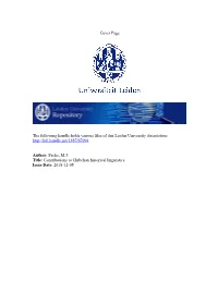 Cover Page the Following Handle Holds Various Files of This Leiden