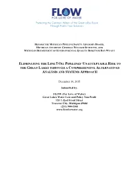 Eliminating the Line 5 Oil Pipeline's Unacceptable Risk To