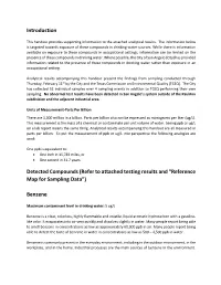 Introduction Detected Compounds (Refer to Attached Testing Results and “Reference Map for Sampling Data”) Benzene