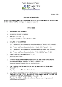 (Public Pack)Agenda Document for Integration Joint Board (IJB), 27/05/2020 13:00