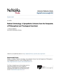 Radical Criminology: a Sympathetic Criticism from the Viewpoints of Philosophical and Theological Anarchism
