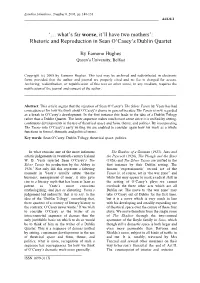 Rhetoric and Reproduction in Sean O'casey's