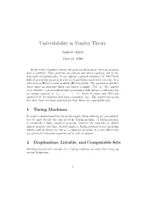 Undecidability in Number Theory