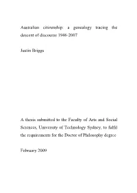 Australian Citizenship: a Genealogy Tracing the Descent of Discourse 1946-2007