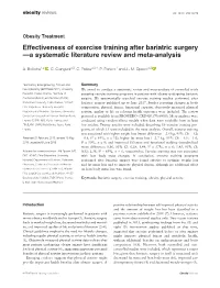 Effectiveness of Exercise Training After Bariatric Surgery—A Systematic