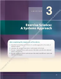 Exercise Science:The a Systems Approachof