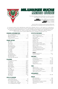 Milwaukee Bucks Media Guide