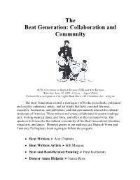 The Beat Generation: Collaboration and Community