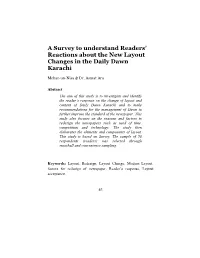 A Survey to Understand Readers' Reactions About the New Layout