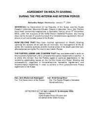Agreement on Wealth Sharing During the Pre-Interim and Interim Period