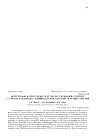 Detection of Microsporidia Infecting Beet Webworm Loxostege Sticticalis (Pyraloidea: Crambidae) in European Part of Russia in 2006–2008 J.M