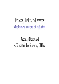Forces, Light and Waves Mechanical Actions of Radiation