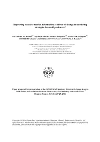 Improving Access to Market Information: a Driver of Change in Marketing Strategies for Small Producers?