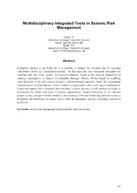 Multidisciplinary Integrated Tools in Seismic Risk Management