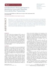 Pseudoischemic Electrocardiogram in Myasthenia Gravis with Thymoma Published Online in Wiley Interscience