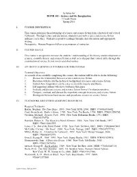 Syllabus for HONR 303 – Science and the Imagination 3 Credit Hours Spring 2016