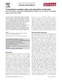 Transcriptome Analysis Using Next-Generation Sequencing