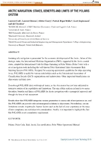 Arctic Navigation: Stakes, Benefits and Limits of the Polaris System