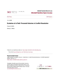 Personal Histories in Conflict Resolution