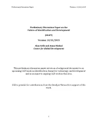 Preliminary Discussion Paper on the Future of Identification and Development