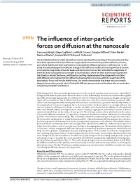 The Influence of Inter-Particle Forces on Diffusion at the Nanoscale