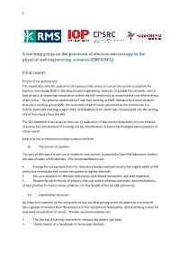 A Working Group on the Provision of Electron Microscopy in the Physical and Engineering Sciences (EMPESWG)