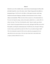 Abstract in the First Years of the Twentieth Century, an Anti-Semitic Document Appeared in Russia That Profoundly Shaped The
