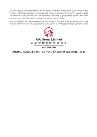 Annual Results for the Year Ended 31 December 2020