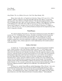 Casey Hough 8/28/14 Review of Alter Alter, Robert. the Art of Biblical