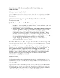 Class Exercise: the Metamorphosis, by Franz Kafka and Expressionism