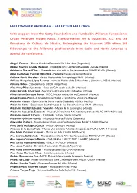 Fellowship Program - Selected Fellows