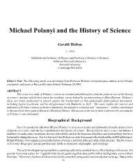 Michael Polanyi and the History of Science