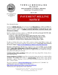 Pavement Milling Notice