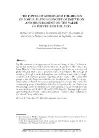 Plato's Concept of Imitation and His Judgment on The