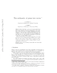 The Arithmetic of Genus Two Curves Arxiv:1209.0439V3 [Math.AG] 6 Sep