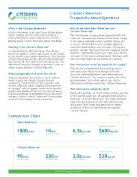 Citizens Reservoir Frequently Asked Questions Comparison Chart