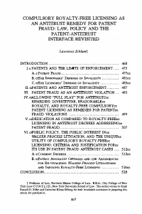 Compulsory Royalty-Free Licensing As An