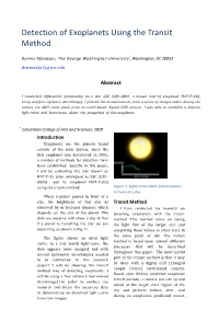 Detection of Exoplanets Using the Transit Method