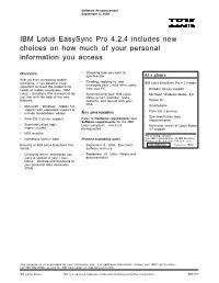 IBM Lotus Easysync Pro 4.2.4 Includes New Choices on How Much of Your Personal Information You Access
