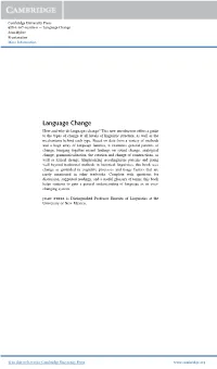 Language Change Joan Bybee Frontmatter More Information
