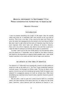 Martin Cloonan Introduction an Attack on the Idea of America